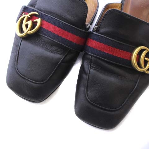 Gucci ♡ミュール、サンダル グッチ GUCCI ミュール サンダル レザー フラット スクエアトゥ GGロゴ