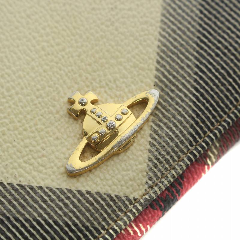 【Vivienne Westwood 】長財布 ゴールドロゴ オーブ チェック柄 ヴィヴィアンウエストウッド Vivienne Westwood 長財布 二つ折り