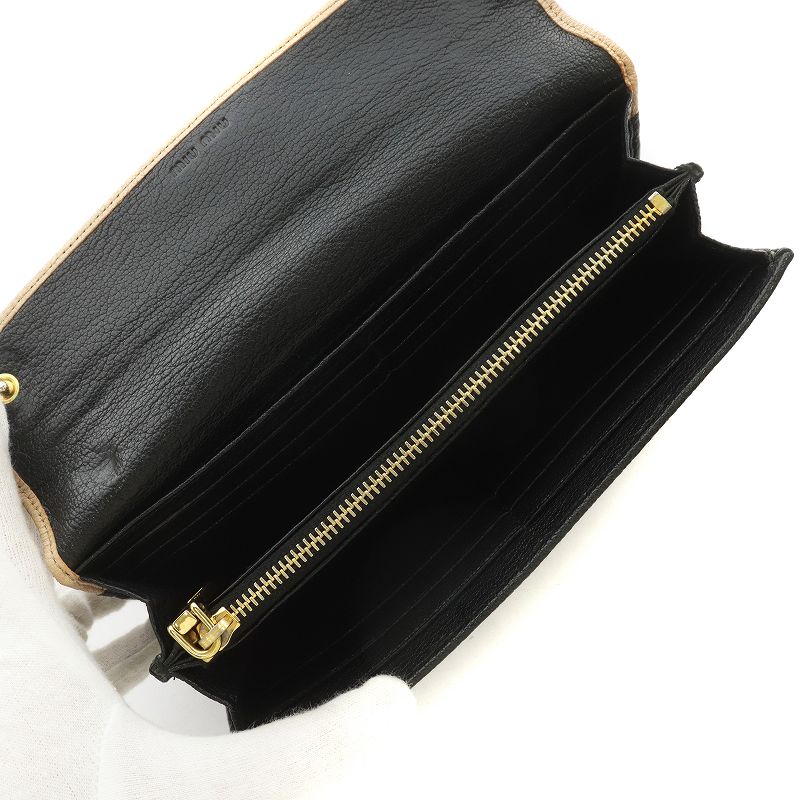 ミュウミュウ miumiu 長財布 ウォレット バイカラー レザー 金属ロゴ