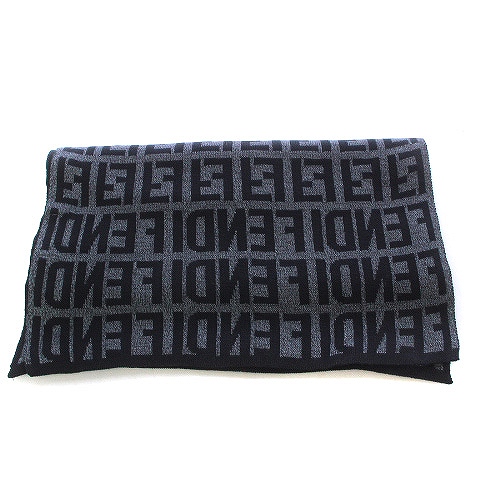 フェンディ FENDI 2WAY リバーシブル ウール ニット マフラー ショール 