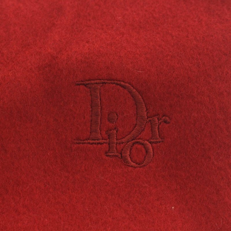 ディオール Dior マフラー フリンジ ロゴ刺繍 ウール 赤 レッド /AQ