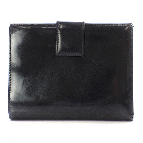 PRADA 二つ折り財布 黒 エナメルレザー