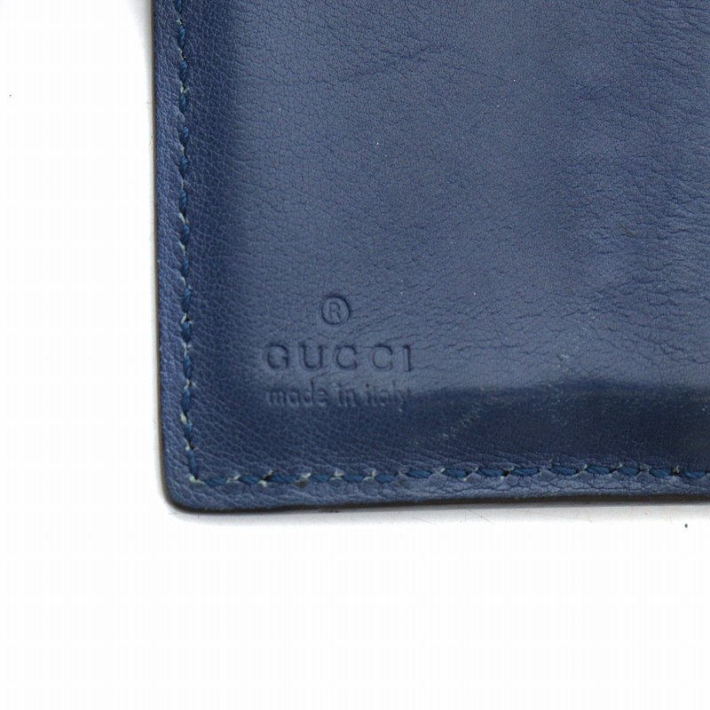GUCCI グッチ マイクロシマレザー ブルー 青 ミニ財布 ミニウォレット