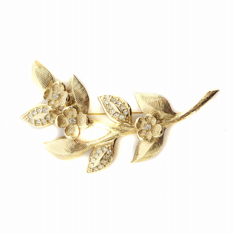 ディオール Dior ブローチ アクセサリー フラワー 花 ラインストーン 