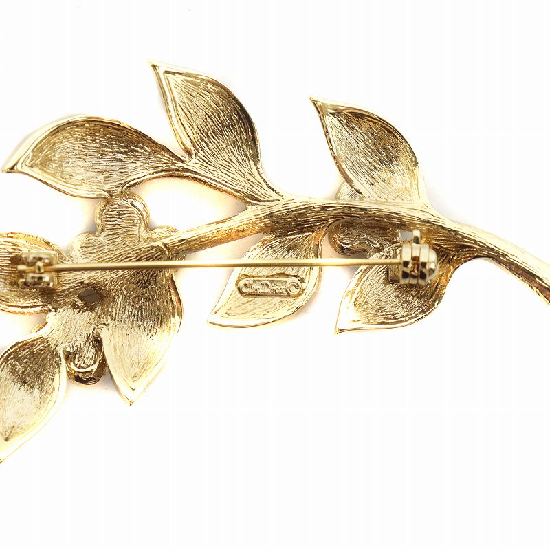 ディオール Dior ブローチ アクセサリー フラワー 花 ラインストーン 