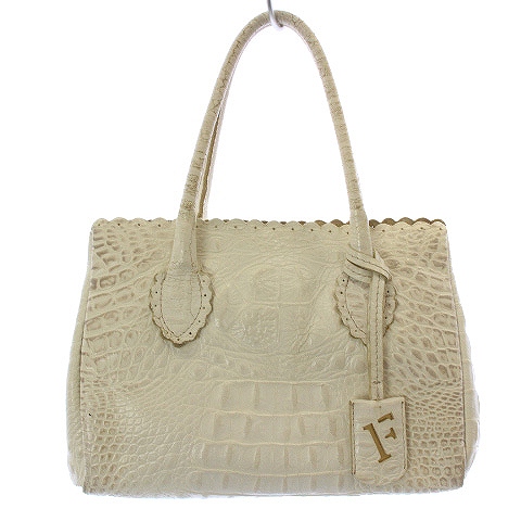 フルラ FURLA ハンドバッグ クロコ型押し レザー ポーチ付き ロゴ 