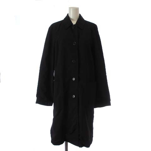 プラダ PRADA ステンカラーコート アウター ロング 42 L 黒 ブラック