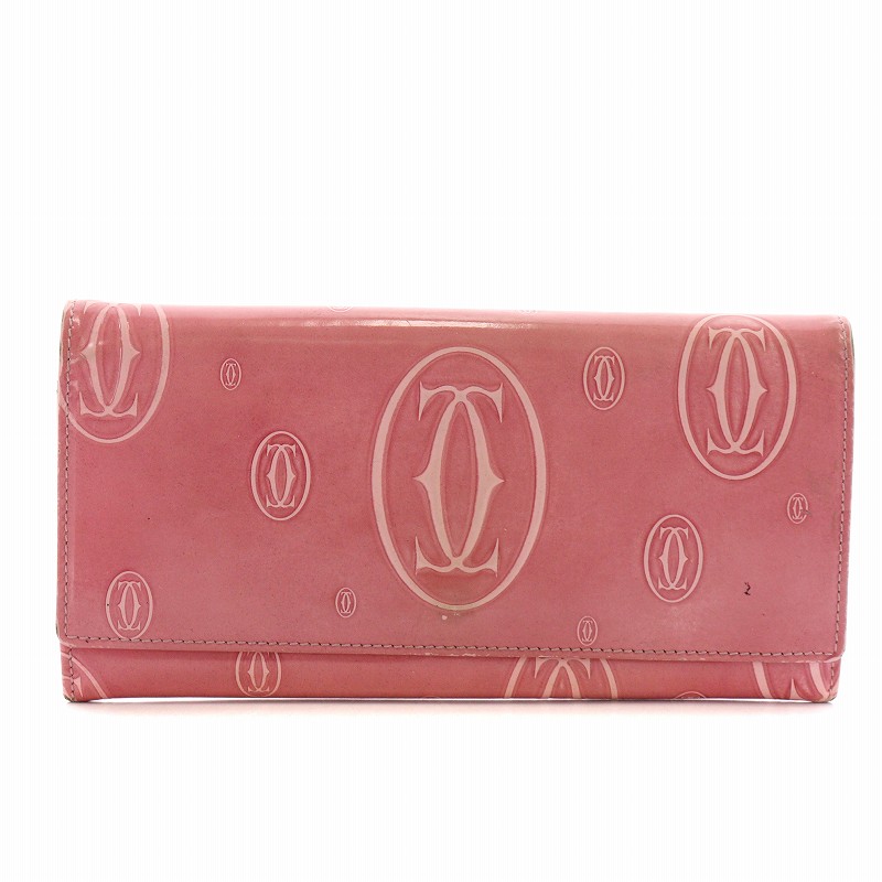 Cartier エナメルロゴ入り ピンク 長財布 Cartier エナメルロゴ入り ピンク 長財布 Cartier エナメルロゴ入り