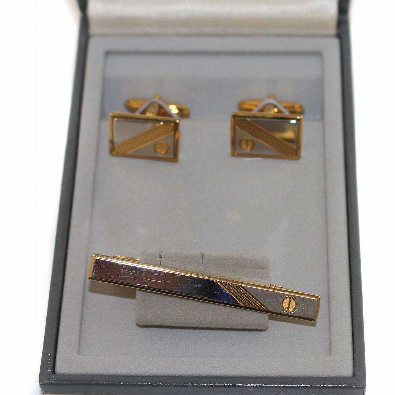 ダンヒル dunhill カフスボタン ネクタイピン セット ロゴ ゴールド色