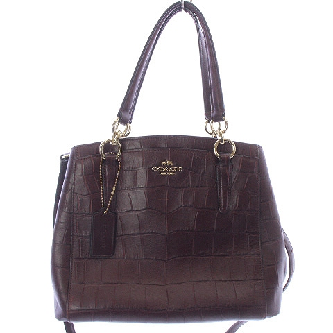 コーチ COACH 2WAY ハンド ショルダーバッグ クロコ型押し レザー 