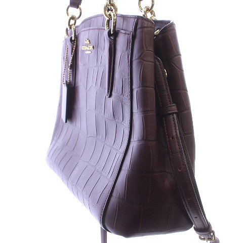 コーチ COACH 2WAY ハンド ショルダーバッグ クロコ型押し レザー 