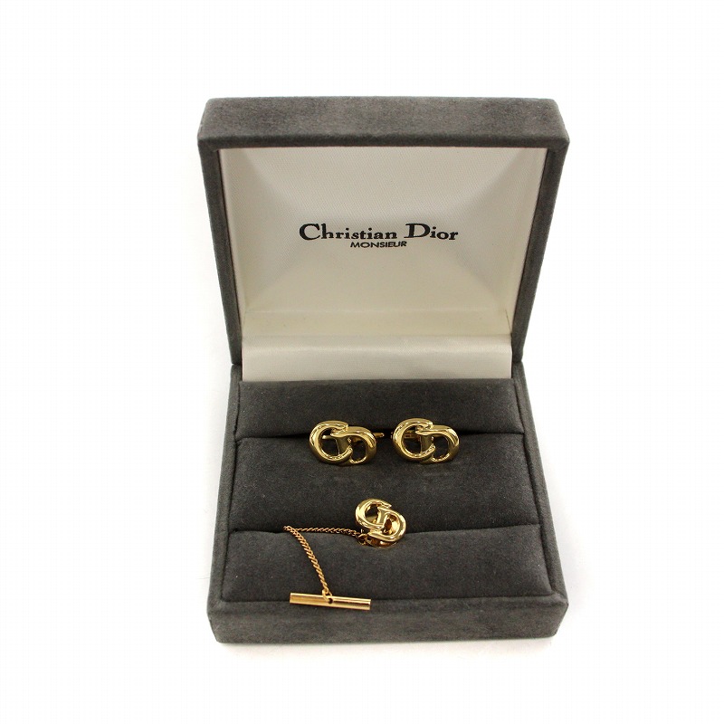 Christian Dior クリスチャンディオール タイピン・カフスセット クリスチャンディオール Christian Dior カフスセット  ネクタイピン ロゴ ゴールドカラー /AQ □GY11 メンズ 165-802401260109 | ベクトルパーク クリスチャンディオール　ネクタイピン　カフスセット　ブラック　メタル
