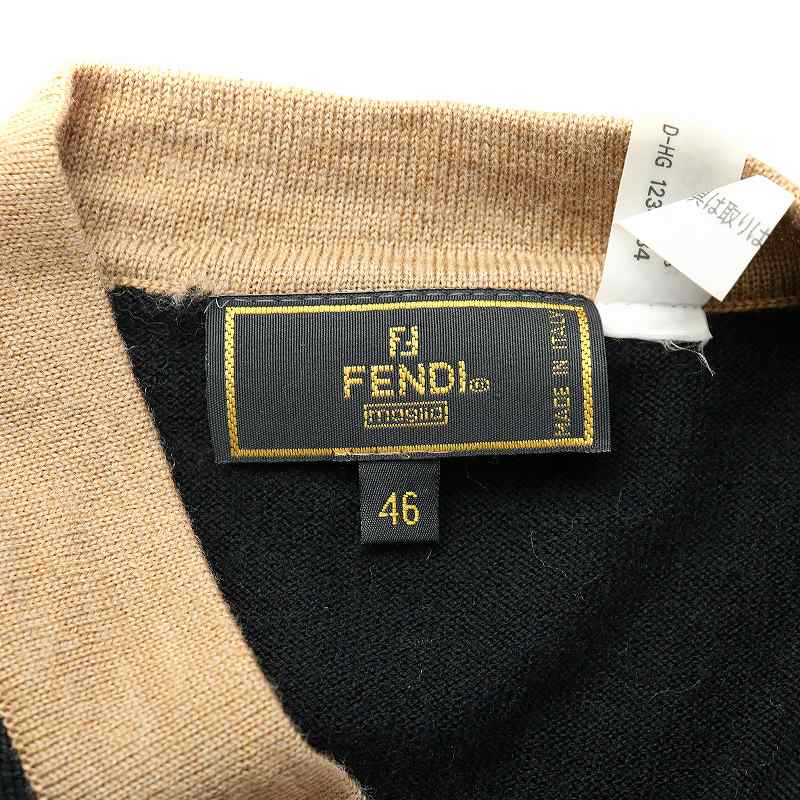 フェンディ FENDI カーディガン Vネック 長袖 ヴィンテージ バイカラー 