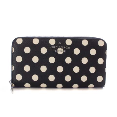 ケイトスペード KATE SPADE 長財布 レザー ラウンドファスナー 水玉 