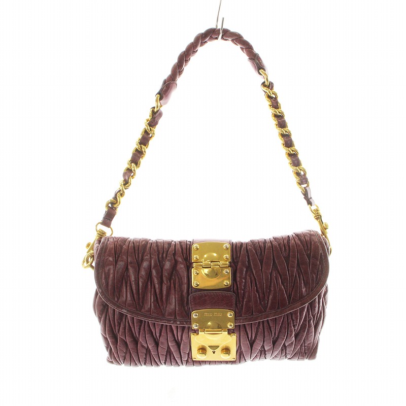 ミュウミュウ miumiu マテラッセ ナッパレザー ショルダー バッグ  