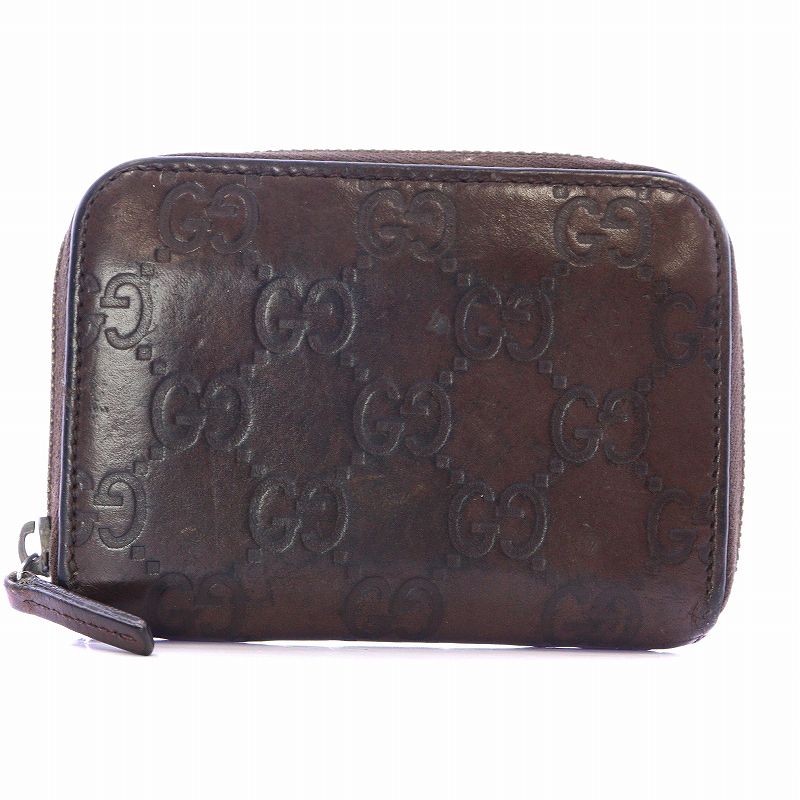GUCCIシマレザーラウンドファスナーカードケース お 手頃 価格