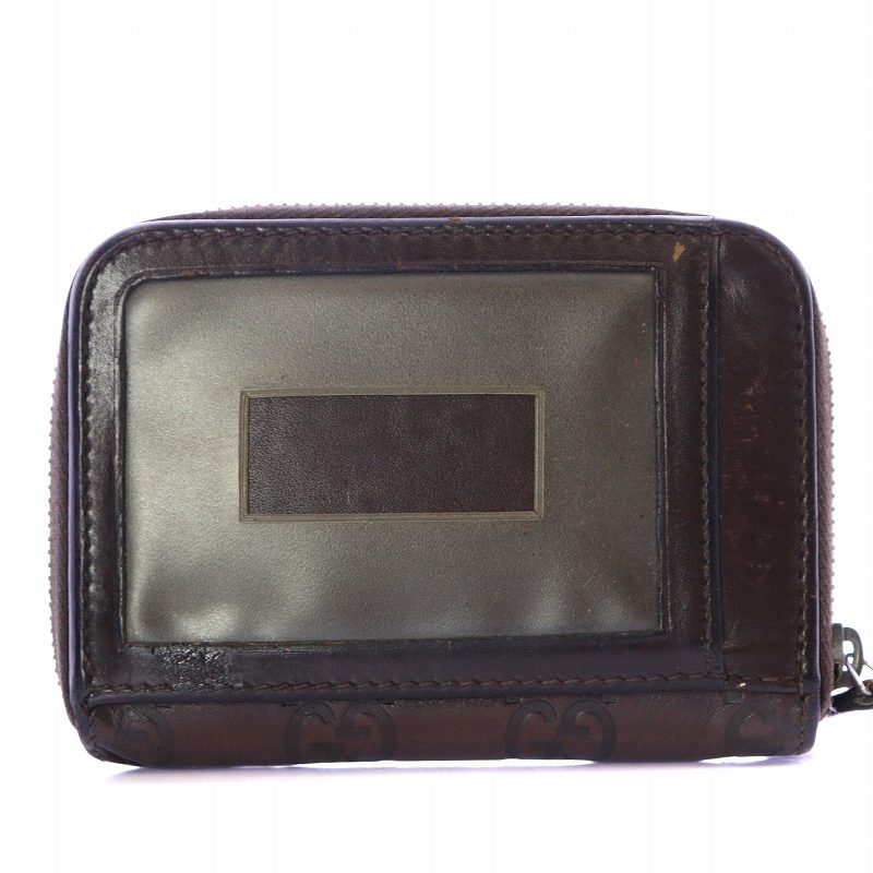 GUCCI グッチ シマ ブラウン 小銭入れ カード入れ ラウンドファスナー