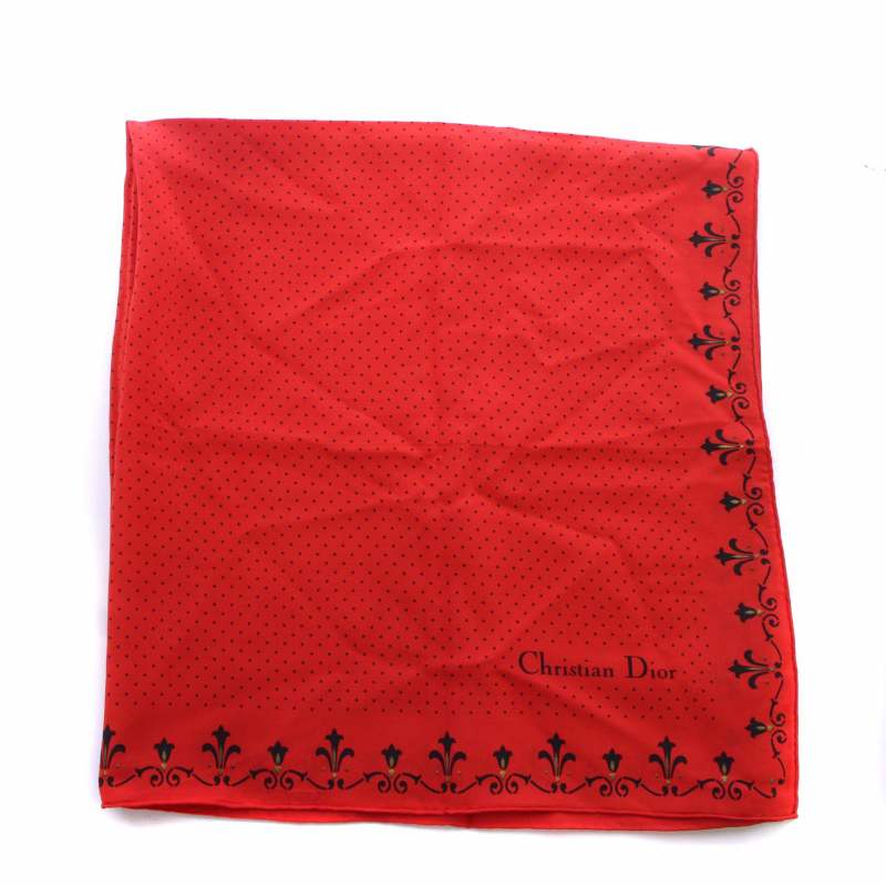 Christian Dior シルクスカーフ　赤×茶 Christian Dior シルクスカーフ 赤×茶 Christian Dior Silk scarves