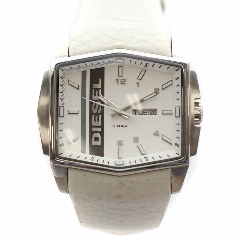 【美品】DIESEL ディーゼル メンズ 6穴 レザーベルト ホワイト 白 ディーゼル メンズ ベルト DIESEL ブランド カジュアルベルト
