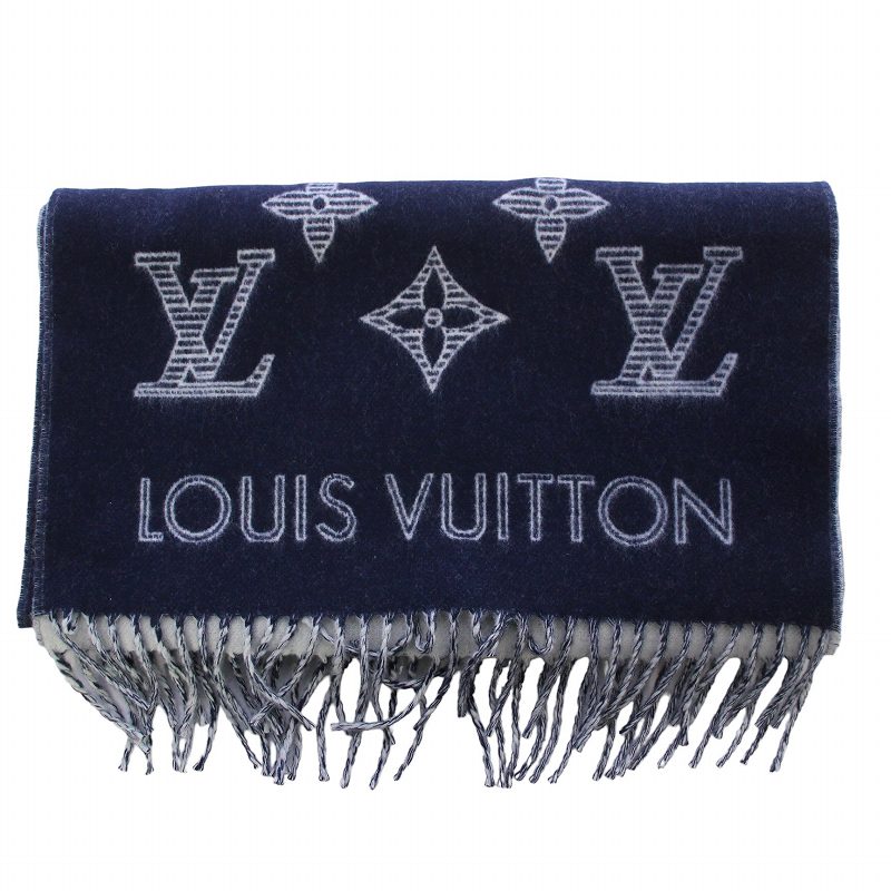 Louis Vuitton モノグラム 大判ストール 負う ネイビー 紺