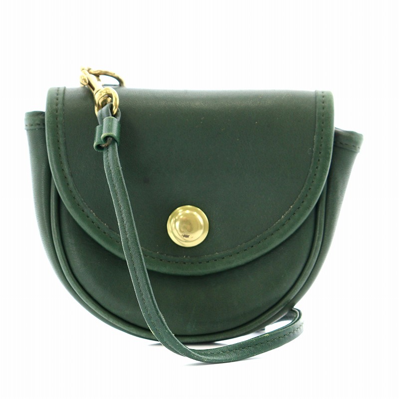 オールドコーチ　希少ケース　 ダークグリーン　レザー オールドコーチ ☆ USA製 ターンロック レザー ショルダーバッグ