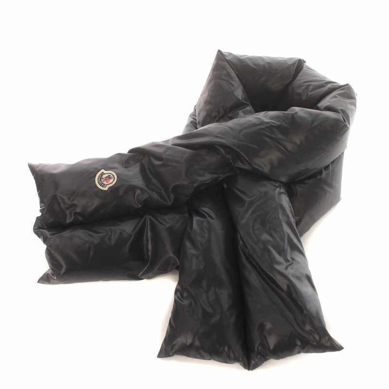 モンクレール MONCLER 18AW SCIARPA ダウンマフラー ロゴ ナイロン 紺  