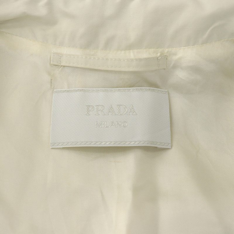 プラダ PRADA トレンチコート シングル ミドル 44 XL オフホワイト /AQ