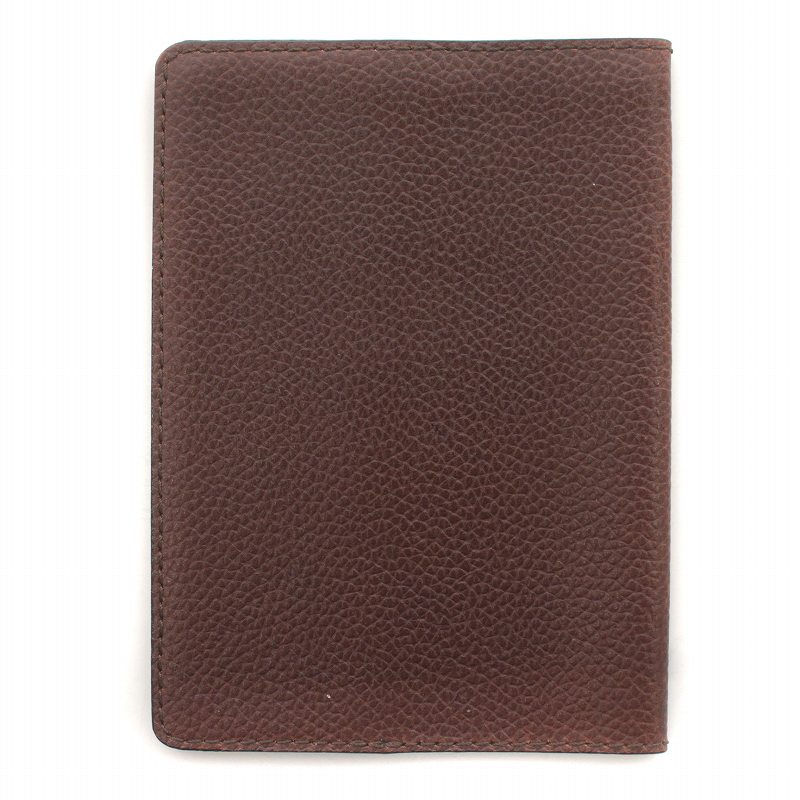 ポールスミス PAUL SMITH ブックカバー レザー シボ革 ロゴ 茶
