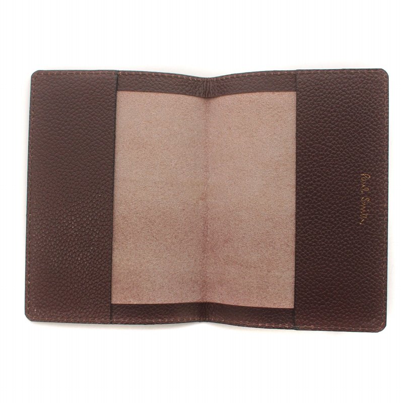 ポールスミス PAUL SMITH ブックカバー レザー シボ革 ロゴ 茶