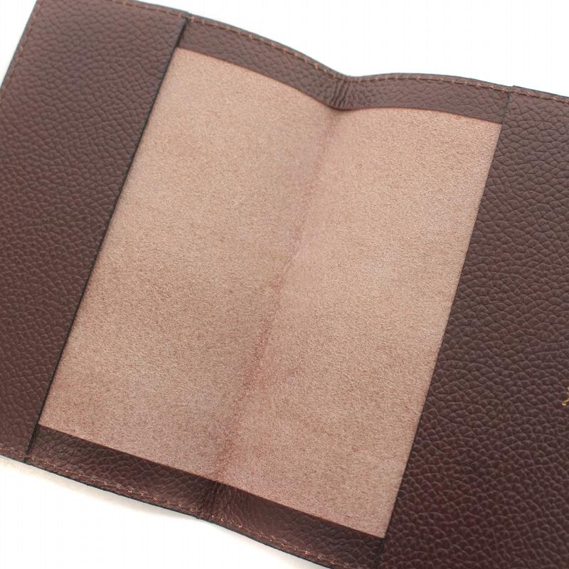 ポールスミス PAUL SMITH ブックカバー レザー シボ革 ロゴ 茶