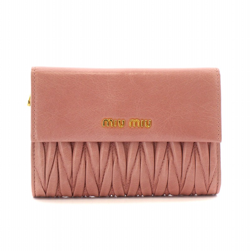 ミュウミュウ miumiu 三つ折り財布 マテラッセ メタル ロゴ ミュウミュウ miumiu 三つ折り財布 マテラッセ メタル ロゴ