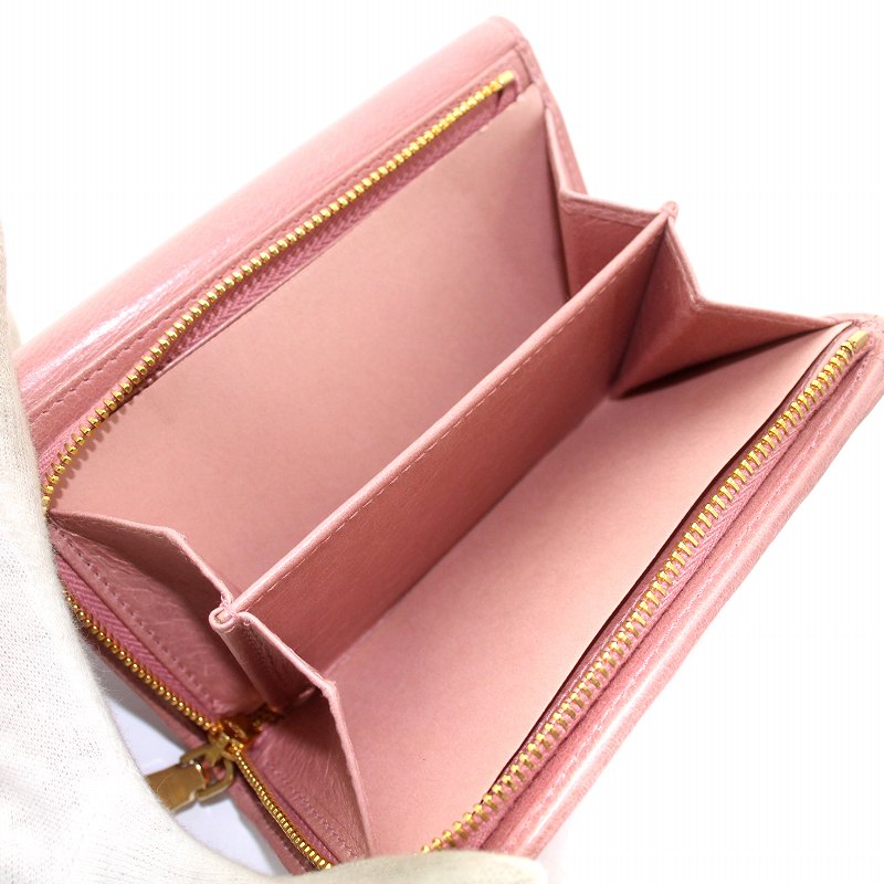 MIUMIU 5ML225 マテラッセ ピンク 三つ折り財布 箱・カード付き 【公式