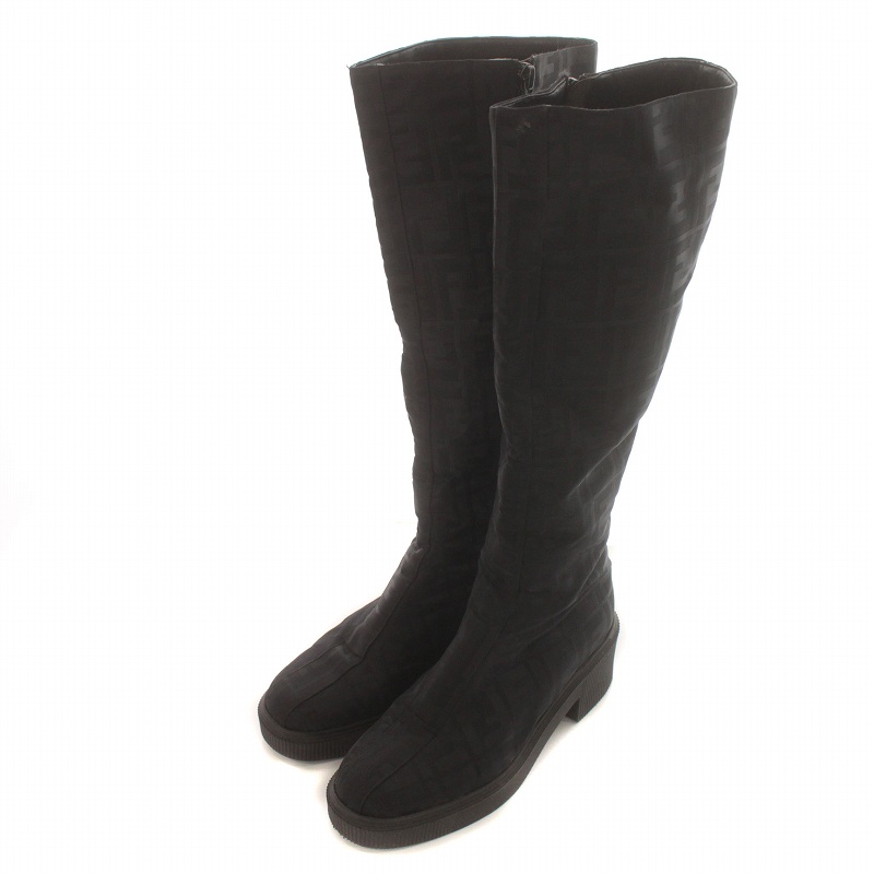 フェンディ FENDI ヴィンテージ ズッカ柄 ロングブーツ サイドジップ  