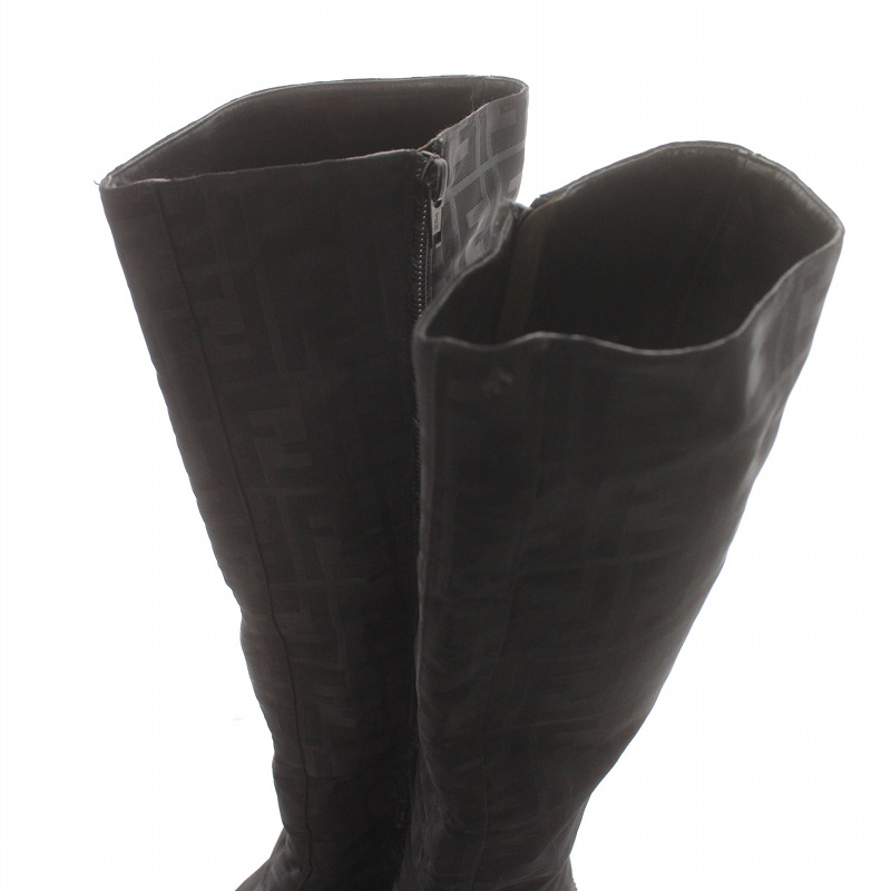 【超希少】Fendi ロングブーツ　ズッカ柄　ブラック 超希少】Fendi ロングブーツ ズッカ柄 ブラック Yahoo