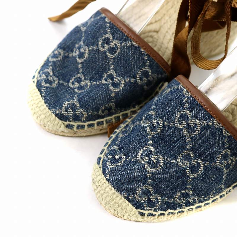 【GUCCI】ロゴデニムエスパドリーユウェッジ グッチ GUCCI デニム エスパドリーユ サンダル ラウンドトゥ