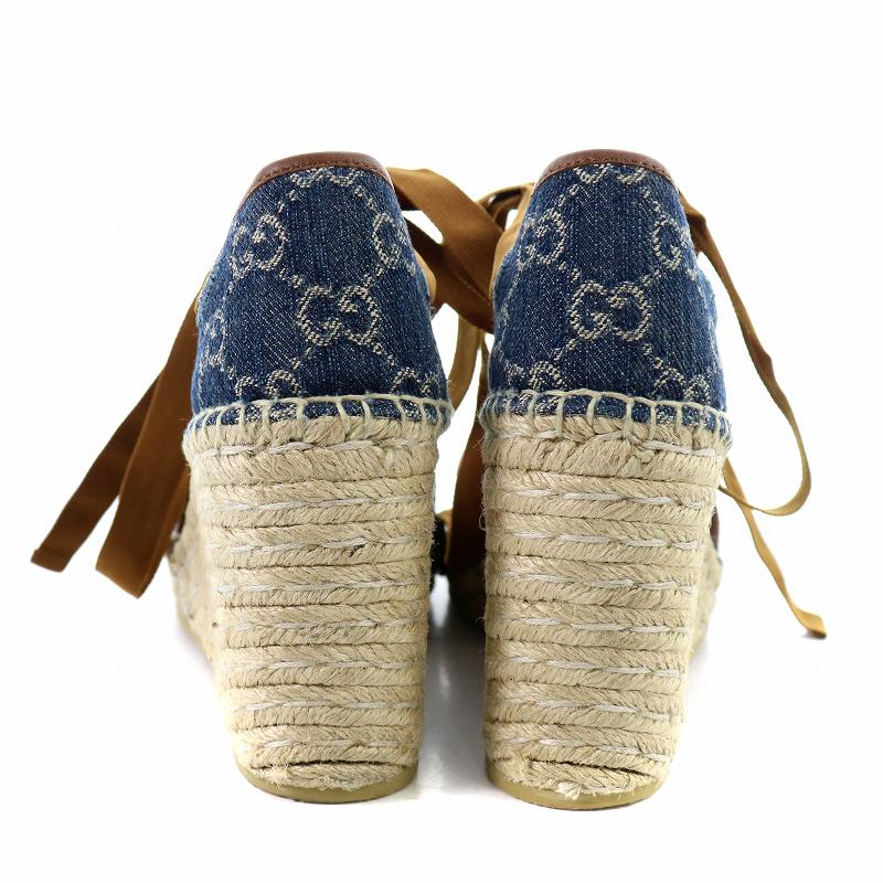 【GUCCI】ロゴデニムエスパドリーユウェッジ グッチ GUCCI デニム エスパドリーユ サンダル ラウンドトゥ