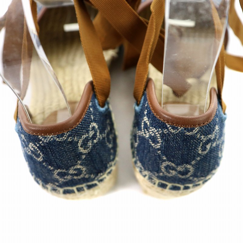 【GUCCI】ロゴデニムエスパドリーユウェッジ グッチ GUCCI デニム エスパドリーユ サンダル ラウンドトゥ
