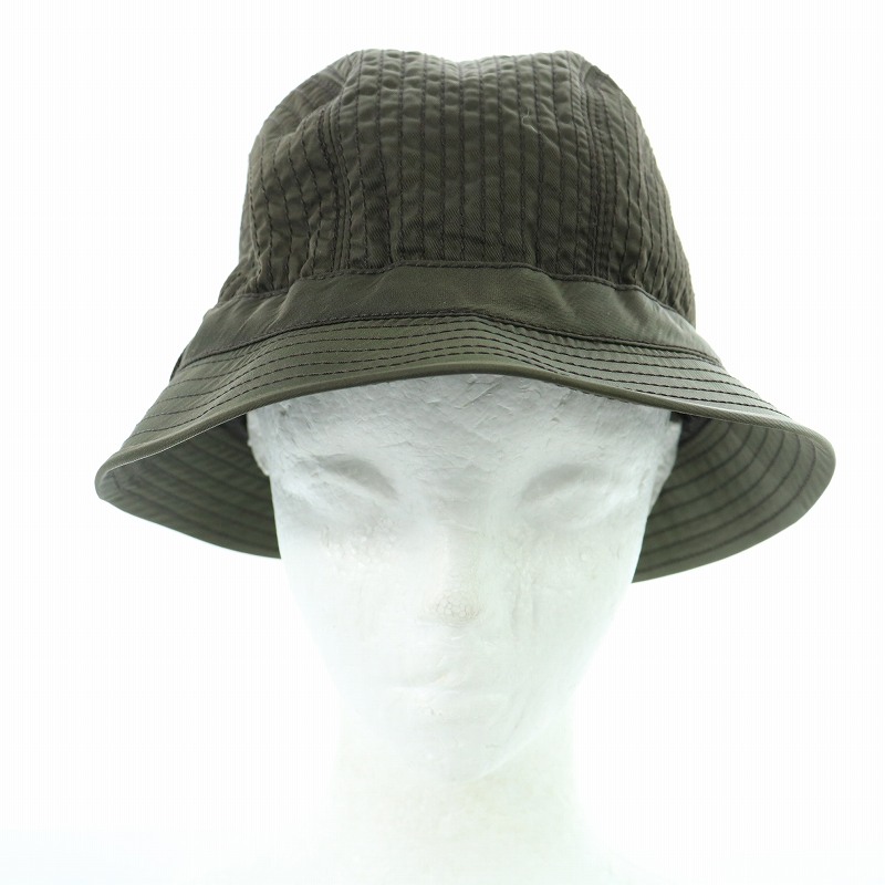 プラダ PRADA バケットハット バケハ サファリ 帽子 ナイロン L カーキ 