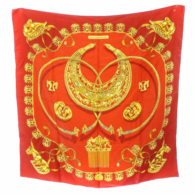 エルメス ストール 三日月 赤 エルメス ショール ストール ロゴ刺繍