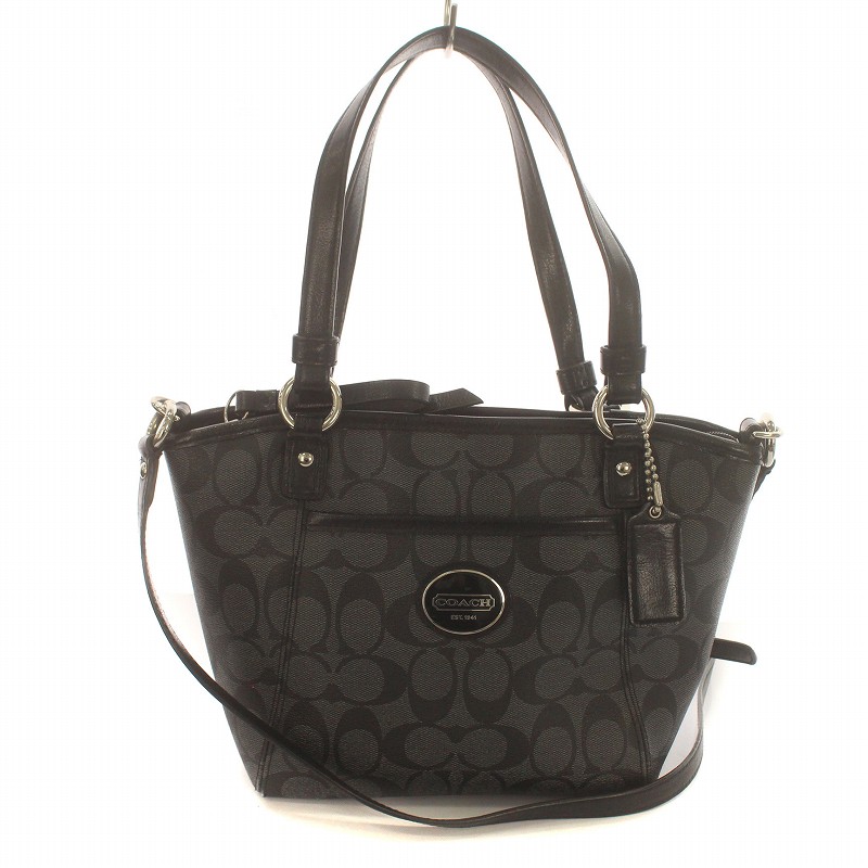 COACH コーチ シグネチャー レザー×PVC 2wayショルダーバッグ