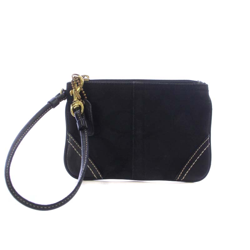 COACH　コーチ　アクセサリーポーチ シグネチャー　ブラック　キャンバスレザー コーチ COACH 小物入れ アクセサリーポーチ ミニ キャンバス