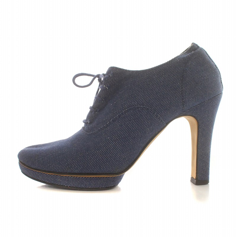 レペット Repetto ブーティ ハイヒール デニム レースアップ 38 24cm 