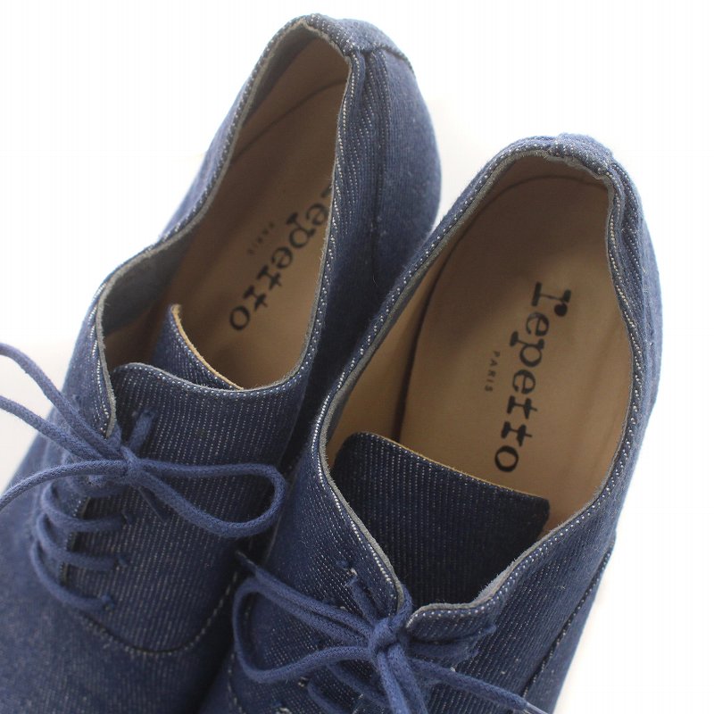 レペット Repetto ブーティ ハイヒール デニム レースアップ 38 24cm 