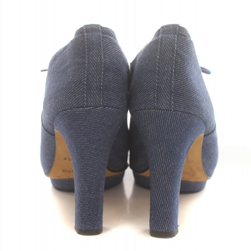 レペット Repetto ブーティ ハイヒール デニム レースアップ 38 24cm 