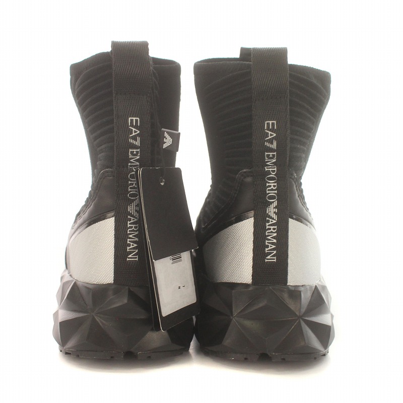 送料関税込み☆EMPORIO ARMANI ロゴ ソックススニーカー EMPORIO ARMANI EA7ロゴ ソックススニーカー ニット 25 黒