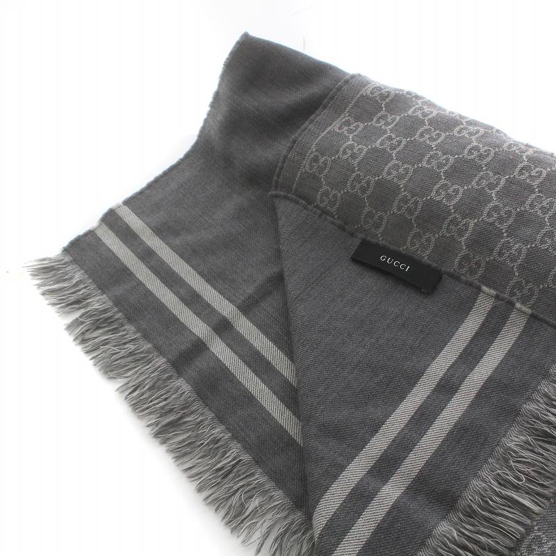 グッチ GUCCI GGロゴ ジャカード フレイド エッジ マフラー ストール  
