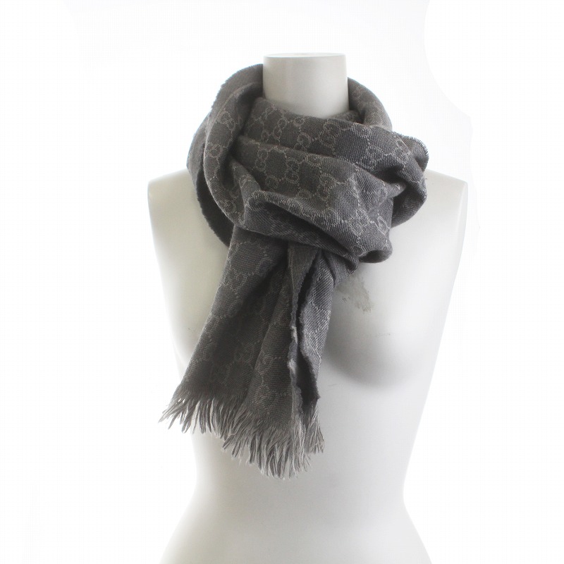 グッチ GUCCI GGロゴ ジャカード フレイド エッジ マフラー ストール  