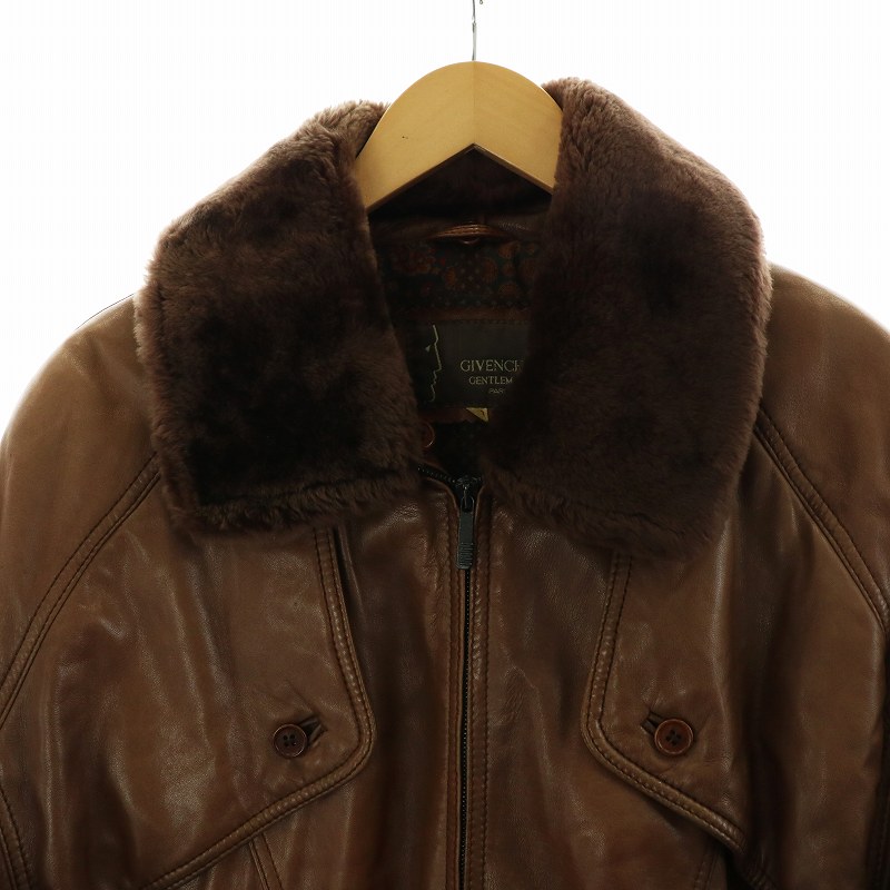 GIVENCHY レザーコート50 襟ラムファー ロング 裏地総柄｜メンズ 