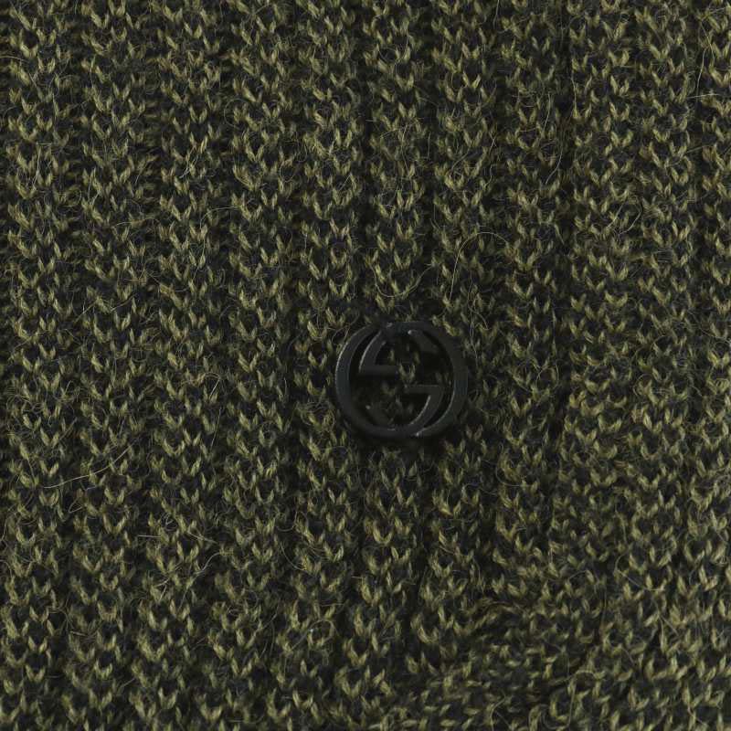 グッチ アルパカニットポンチョ カーキ ブラック グッチ アルパカ