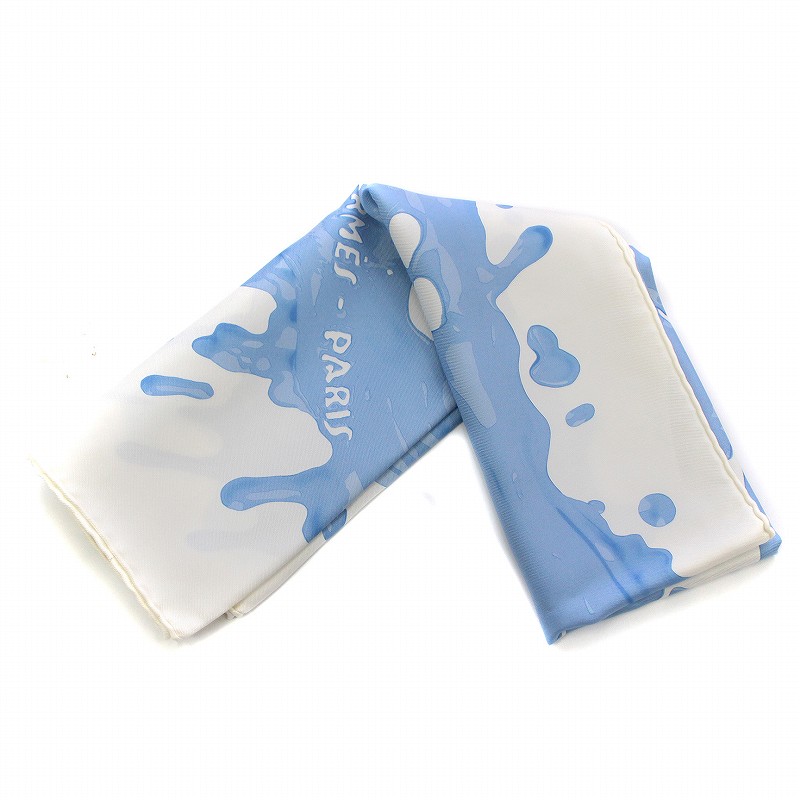 HERMES】エルメス カレ90 シルク スカーフ ペンキ塗りたて ブルー